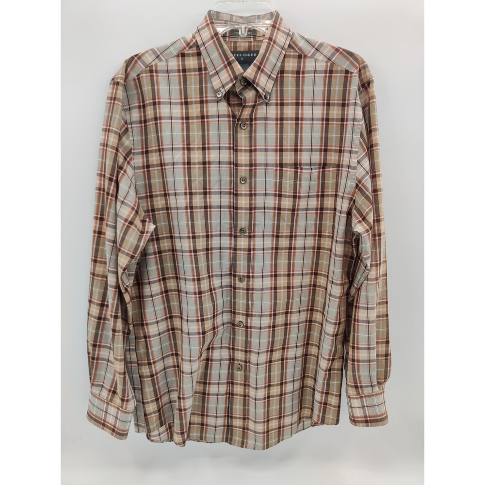 Saddlebred Mens Plaid Long Sleeve Button Down Shirt Wrinkle Free Size Medium